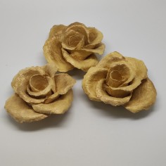 3 rose in cartapesta centrotavola colore oro d. 12 cm 2