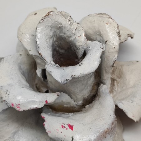 2 rose in cartapesta centrotavola colore bianco porta candela sottile d. 14 cm
