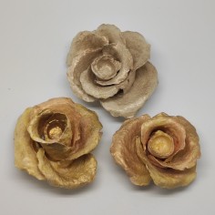 3 rose in cartapesta centrotavola colore oro porta candela sottile d. 14 cm 2
