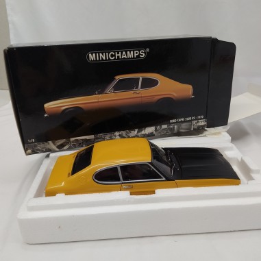 Modellino auto Minichamps Ford Capri 2600 RS anno 1970 gialla e nera sc. 1/18