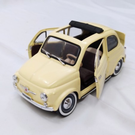 Modellino Solido Fiat 500 tetto apribile scala 1/18 colore giallo senza scatola