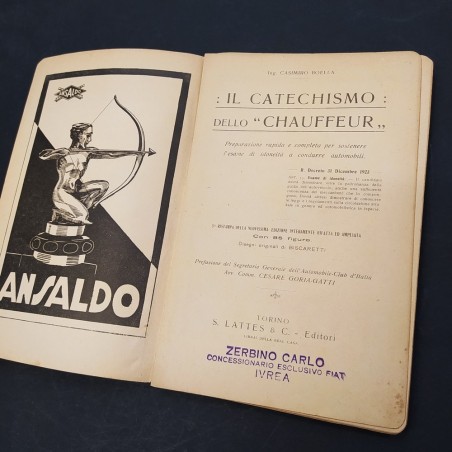 Libro Il catechismo del “chauffeur” Casimiro Boella 1927
