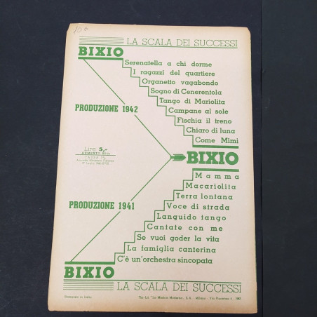 Spartito di Cherubini e Bixio La famiglia canterina 1943-XXI - lotto di 3