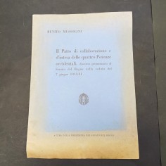 Benito Mussolini Discorso al senato Patto quattro potenze occidentali 1933