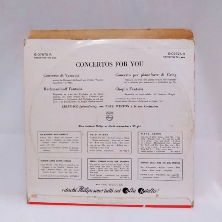 Vinile 33 giri Concertos for you. Liberance al pianoforte con Paul Weston