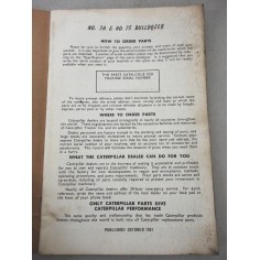 CATERPILLAR NO. 7A 7S BULLDOZER PARTS CATALOGUE ENGLISH TEXT FORM CTC 14-476 2