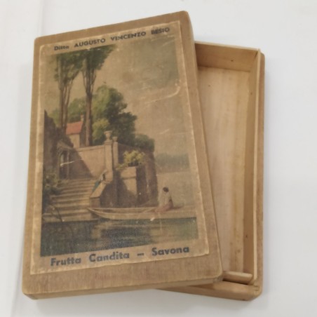 Scatola in legno primo 900 Ditta Augusto Vincenzo Besio Frutta Candita - Savona