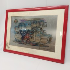 Giorgio Alisi Litografia su alluminio motore Alfa Romeo 2.0 V6 Turbo
