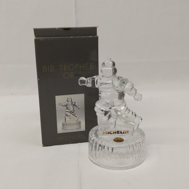 BIB trophee Or Michelin - Statuina originale Bibendum in vetro cristal d'Arques