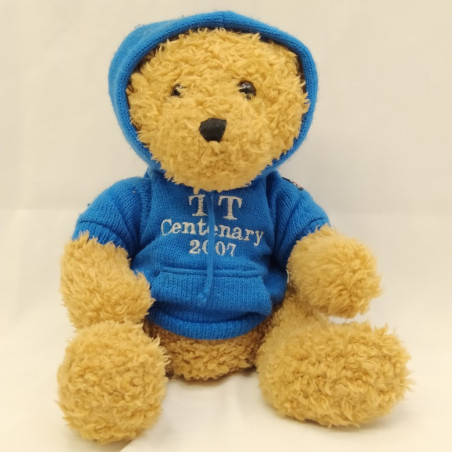 Orsetto peluche TT Centenary 2007 con felpa blu Hilton Isle of Man