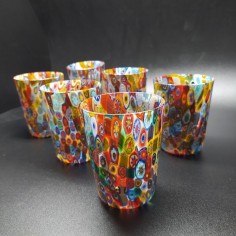 Set 6 bicchieri Murano lavorazione millefiori e foglia oro 2