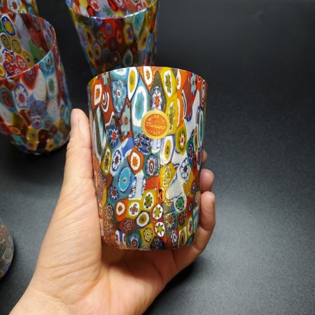 Set 6 bicchieri Murano lavorazione millefiori e foglia oro