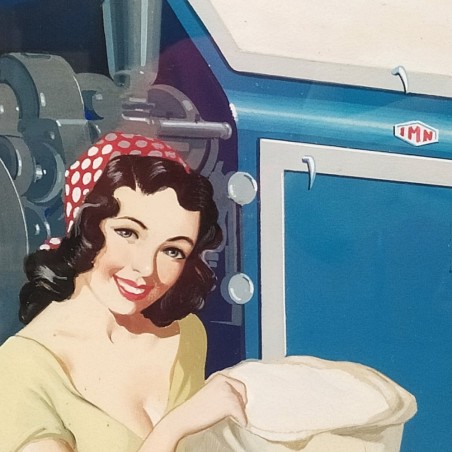 Bonacini bozzetto a tempera anni 50 motori IMN - 40x53 con cornice