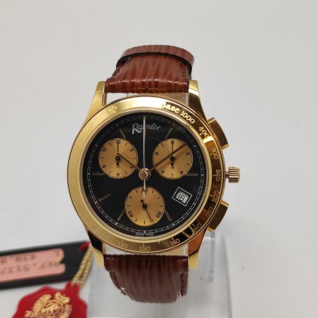 Orologio cronografo mov. quarzo polso uomo Reporter quadrante nero inusato