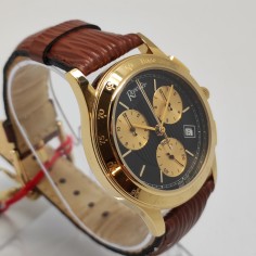 Orologio cronografo mov. quarzo polso uomo Reporter quadrante nero inusato 2