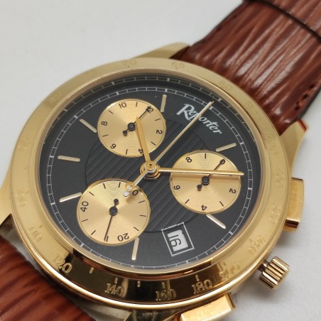 Orologio cronografo mov. quarzo polso uomo Reporter quadrante nero inusato