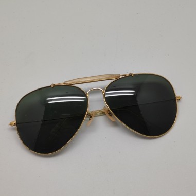 Occhiali Ray-Ban a goccia vintage lente verde montatura color oro 62 14