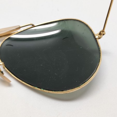 Occhiali Ray-Ban a goccia vintage lente verde montatura color oro 62 14