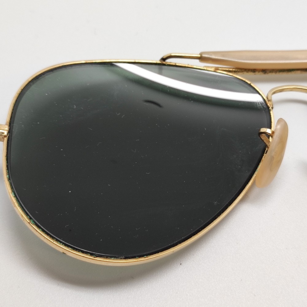 Occhiali Ray Ban a goccia vintage lente verde montatura color oro 62 14