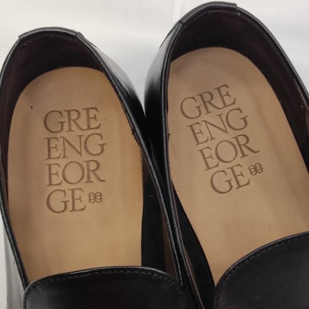 Green George scare uomo classiche nere con fibbia in metallo n° 43 nuove