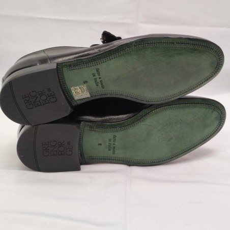 Green George scare uomo classiche nere con fibbia in metallo n° 43 nuove