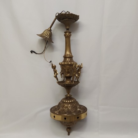 Lampadario in bronzo a 10 braccia 5 a doppia luce h. 90 cm