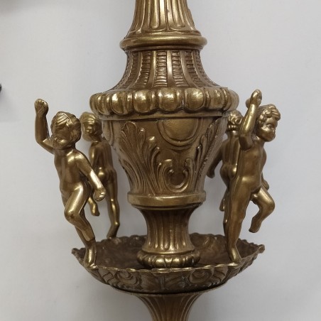 Lampadario in bronzo a 10 braccia 5 a doppia luce h. 90 cm