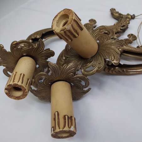Lampadario in bronzo a 10 braccia 5 a doppia luce h. 90 cm