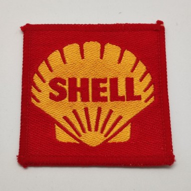 Scudetto di stoffa Shell probabile divisa Ferrari corse 7x7 cm nuovo