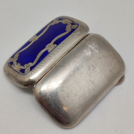 Scatola portapillole in argento con decoro in smalto blu 4,8x2,8 cm primo 900