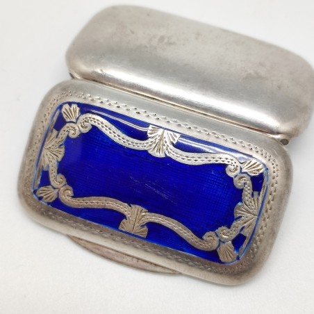Scatola portapillole in argento con decoro in smalto blu 4,8x2,8 cm primo 900