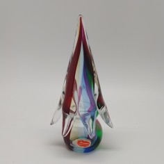 Scultura in vetro di Murano albero di Natale colorato h. 23 cm 2