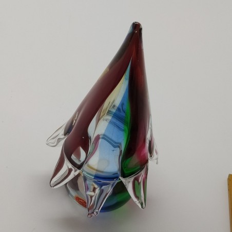 Scultura in vetro di Murano albero di Natale colorato h. 23 cm