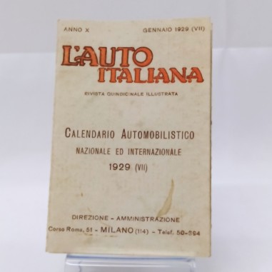 Calendario tascabile L'auto italiana dell'anno 1929. Buone condizioni