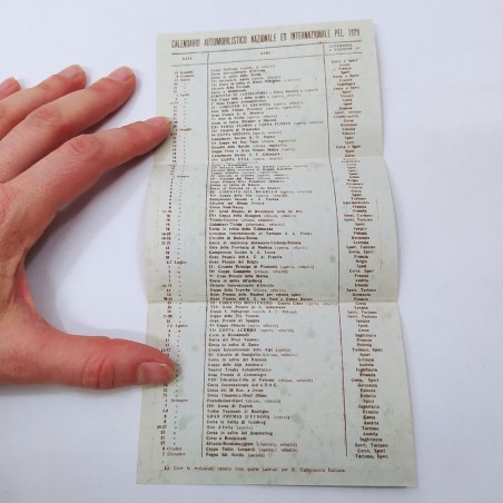 Calendario tascabile L'auto italiana dell'anno 1929. Buone condizioni