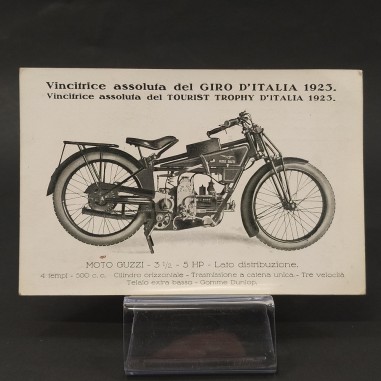 Cartolina moto Guzzi vincitrice del Giro d'Italia 1923. Buone condizioni