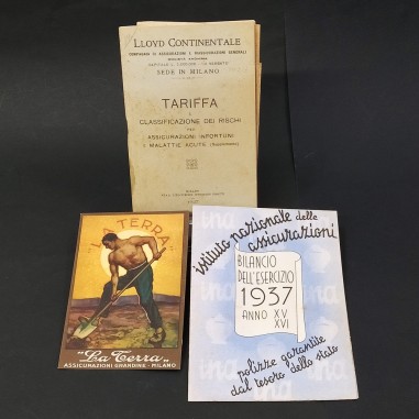 Lotto 3 opuscoli assicurazioni INA, Lloyd, Assicurazioni Grandine anni '20/'30