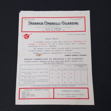 Catalogo ombrelli e attrezzatura estiva Gilardini. Buone condizioni.