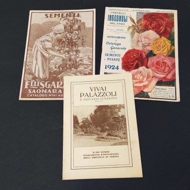 Lotto 3 opuscoli orticoltura Palazzoli, Sgaravatti, Ingegnoli anni '20/'30