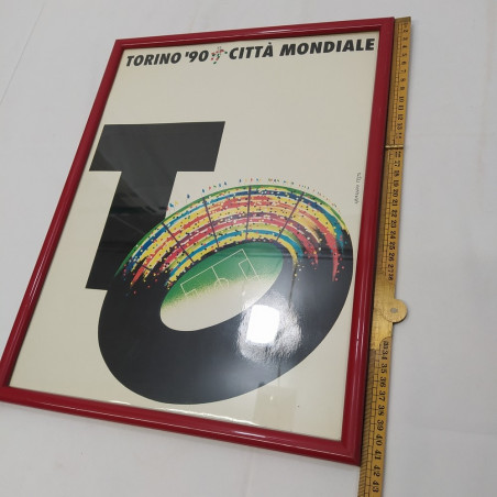 Manifestino Torino '90 Città Mondiale autore Armando Testa 42x32cm. Buono