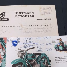 Lotto di 4 brochures motociclette Adler, Taurus, Socovel, Hoffmann. Buono 2
