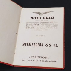 Libretto uso e manutenzione moto leggera Guzzi 1949. Segni del tempo 2