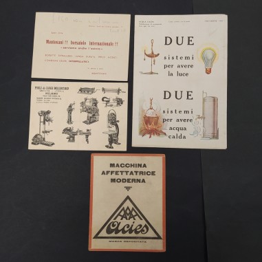 Lotto di 4 cataloghi di macchine utensili varie e borsette anni '30. Buono