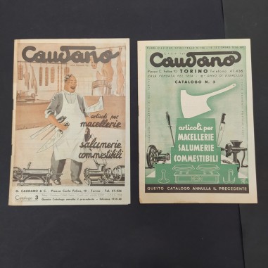 Lotto di 2 cataloghi di macchine per macelleria Caudano anni '30