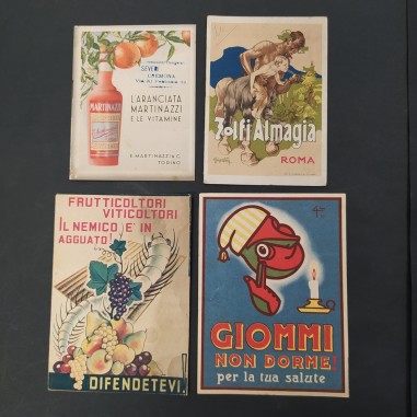 Lotto di 4 opuscoli pubblicitari di bibite e prodotti per l'agricoltura anni 50