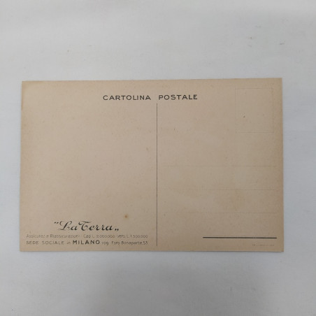 Cartolina pubblicitaria Assicurazioni Grandine "La terra" 9x14cm. Ingiallimenti