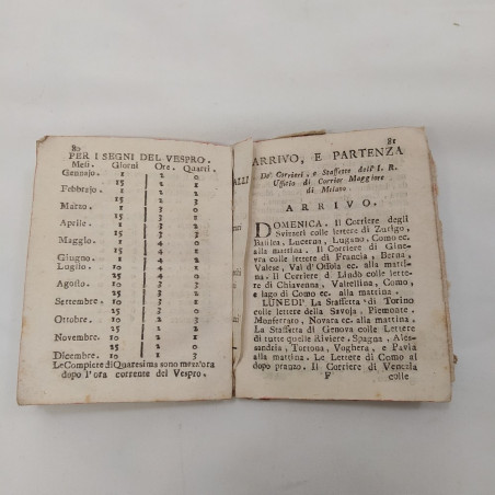 Libro tascabile La Spilorceide 1795. Segni del tempo sulla carta e la rilegatura