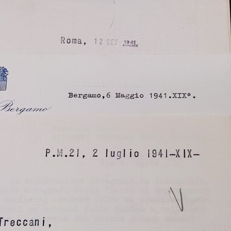 Lotto di 3 lettere a Treccani, vari miittenti 1941. Buono