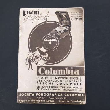 Catalogo generale di dischi e grafonole Columbia 1937. Leggeri aloni