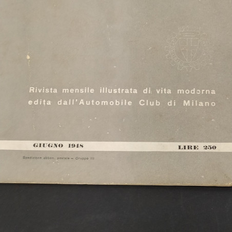 Rivista mensile Via! Automobile Club Milano 1948. Piccolo strappo in copertina.